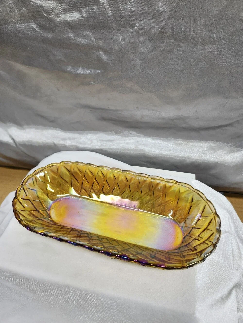 vintage amber glass dish